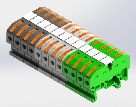 Din导轨接线板3D数模图纸 Solidworks设计 附STEP