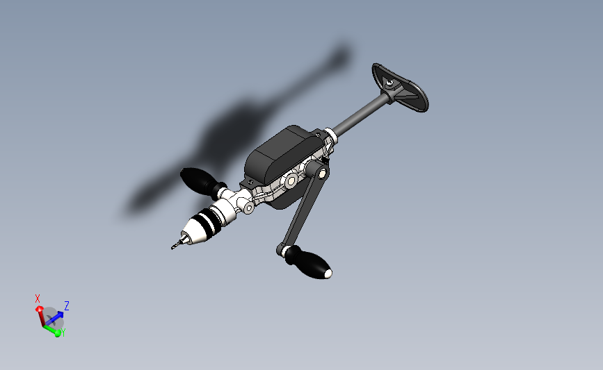Direll手摇钻孔机3D数模图纸 Solidworks设计 主视图