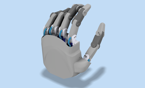 five servos SG90仿生机械手掌3D数模图纸 STP格式