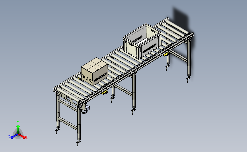motor driven roller conveyor电动滚筒输送机3D数模图纸 STEP IGS x_t格式
