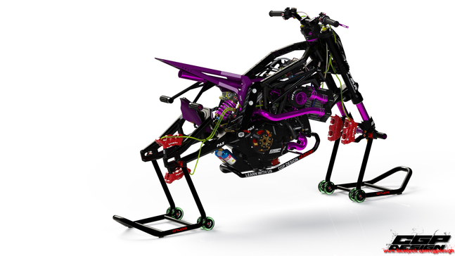 Pinki运动型摩托车完整模型3D图纸 Solidworks设计 附IGS格式