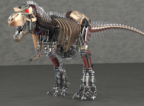 T-Rex机械恐龙完整模型3D图纸 Solidworks设计