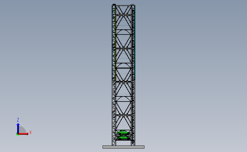 超多层垂直升降立体车库（停车设备）3D图纸 SOLIDWORKS设计