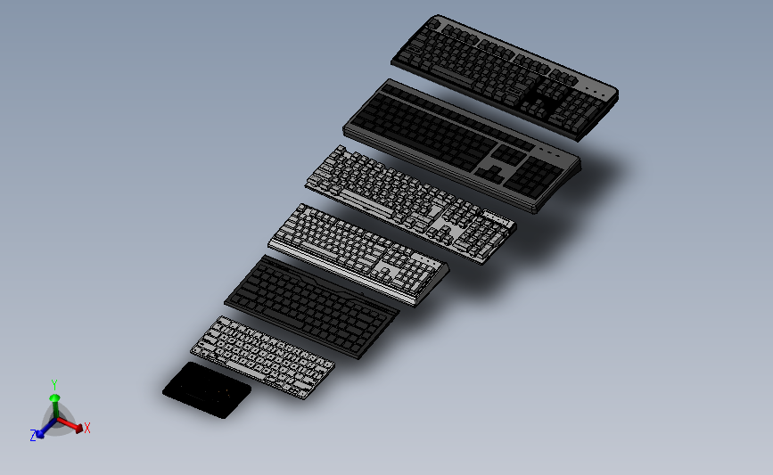 电脑键盘集锦3D图纸 Solidworks设计