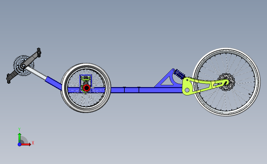 三轮车 背面视图