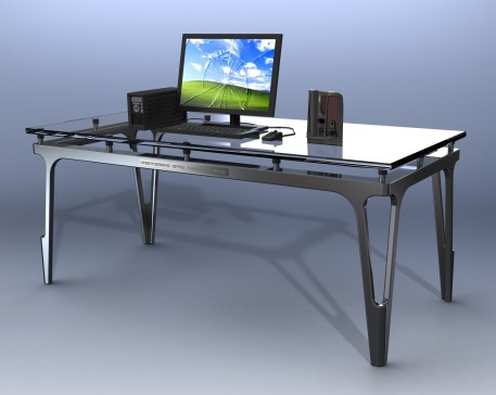 钢框架玻璃桌3D数模图纸 Solidworks设计