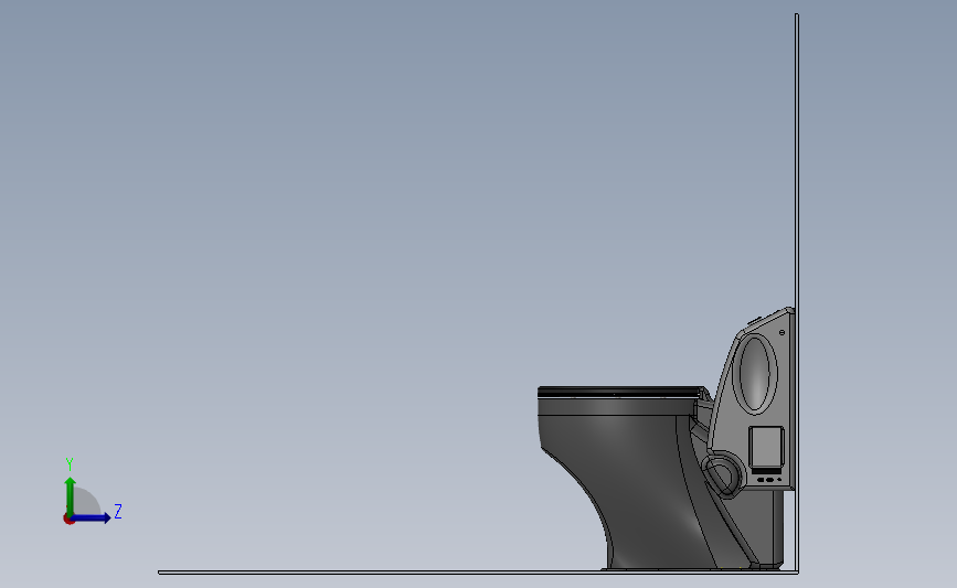 高级智能马桶模型3D图纸 Solidworks设计 左侧视图