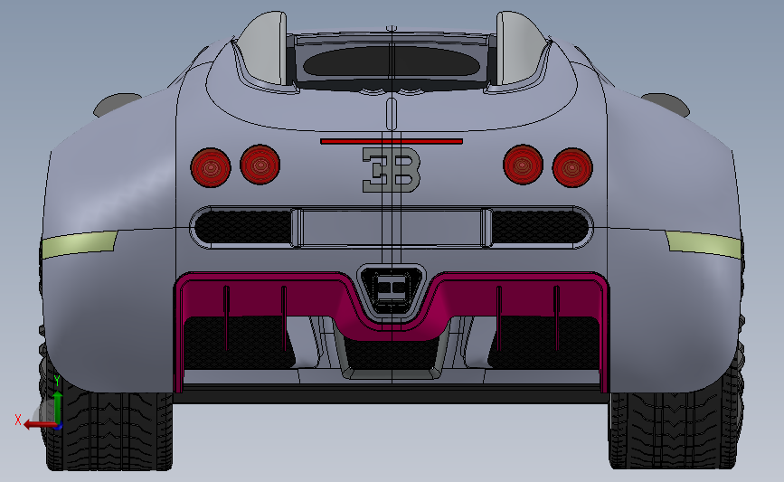 布加迪威航跑车 背面视图