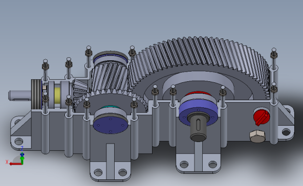 两级（斜齿）齿轮箱毕业设计论文 Solidworks图纸 pdf文档