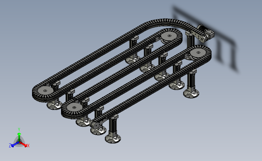 弯道传送带3D模型图纸 STEP格式