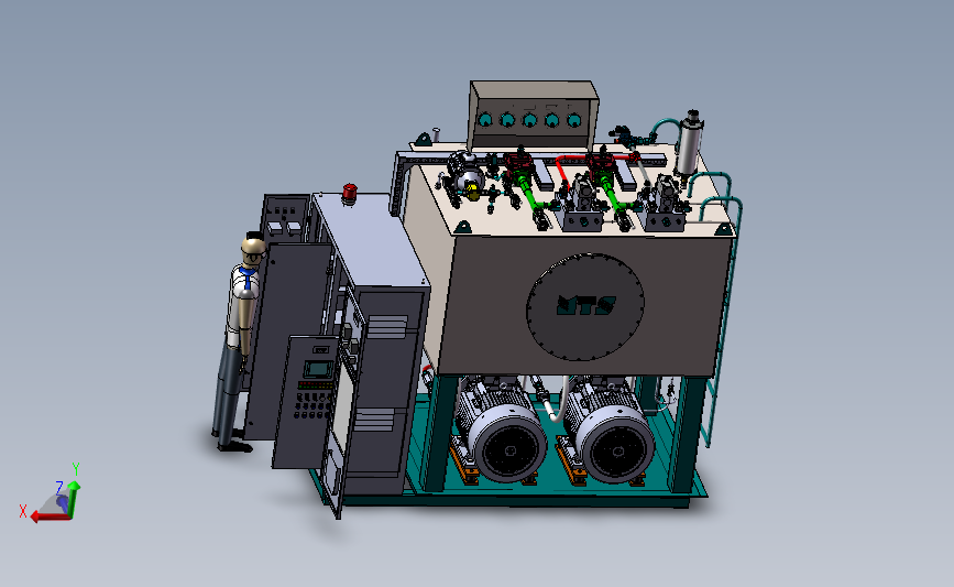液压动力装置设备3D模型图纸 SOLIDWORKS设计
