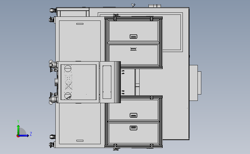 一套复杂的光学玻璃测试和加工完整的总装配图 Solidworks step 左侧视图