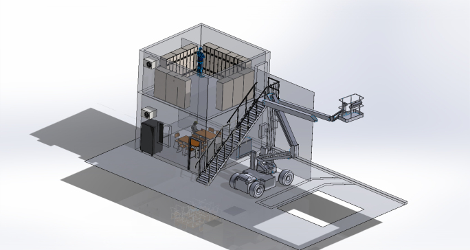 简易二层更衣室休息室模型3D图纸 Solidworks设计
