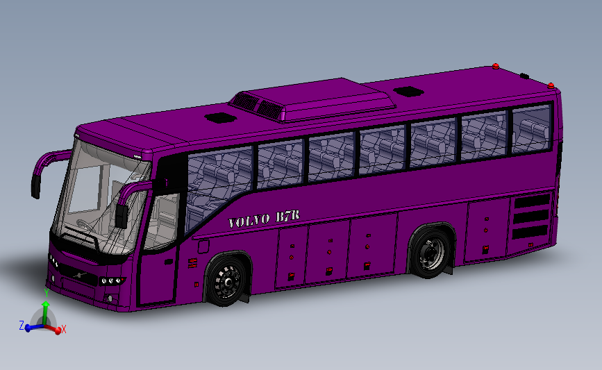 客车模型-沃尔沃B7R_SOLIDWORKS 2016_模型图纸下载 – 懒石网