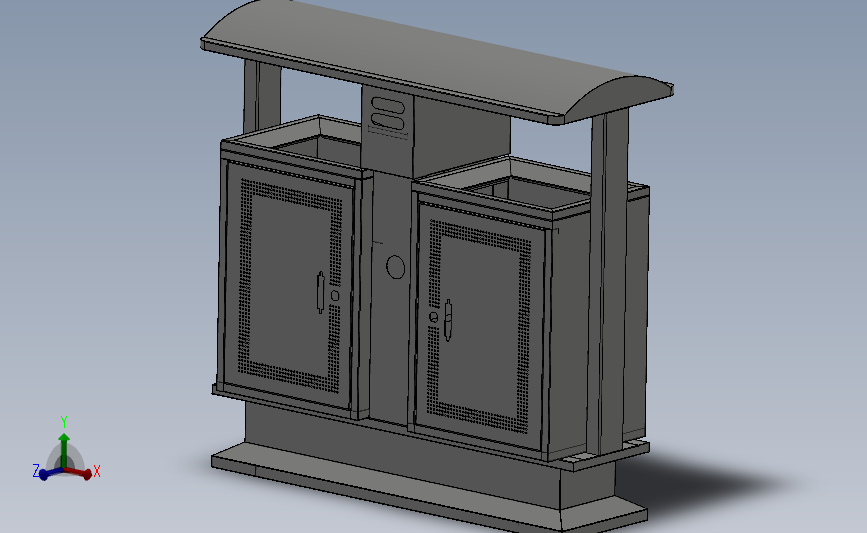 室外型不锈钢垃圾箱3D数模图纸 Solidworks设计