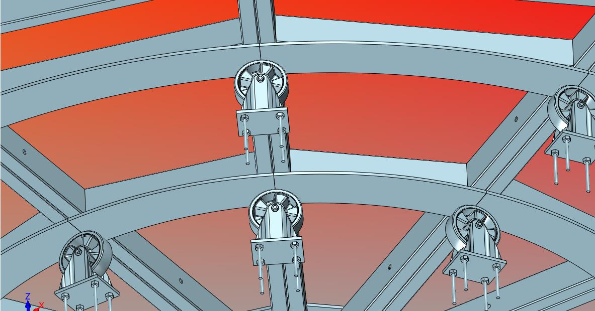 大型大直径车辆旋转台带多轮子承载