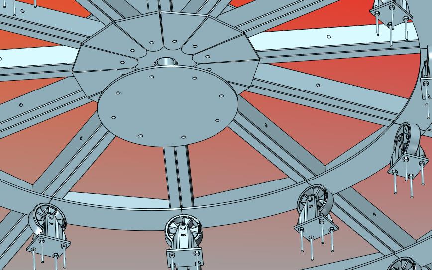 大型大直径车辆旋转台带多轮子承载