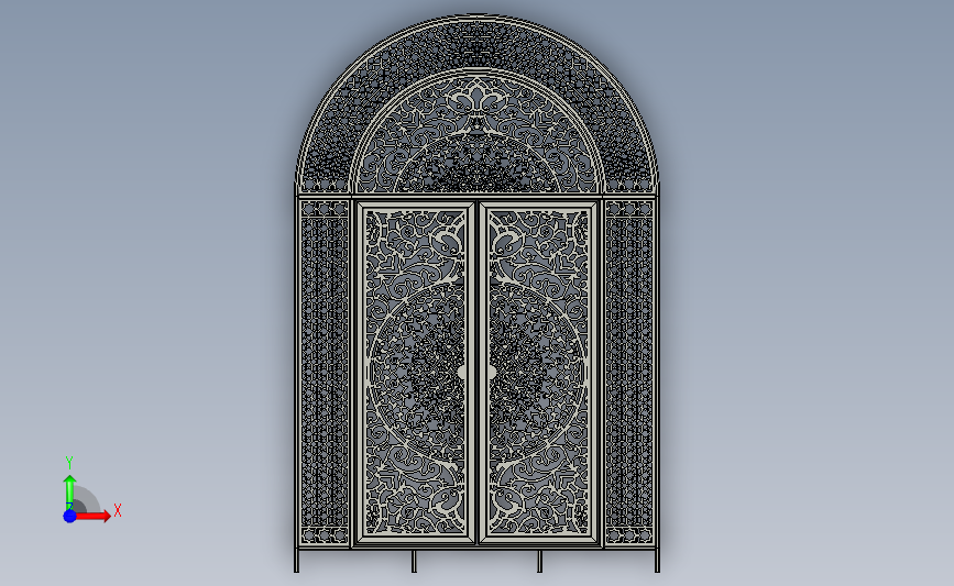 铝艺大门欧式复古雕花小区别墅庭院豪华大门 正面视图
