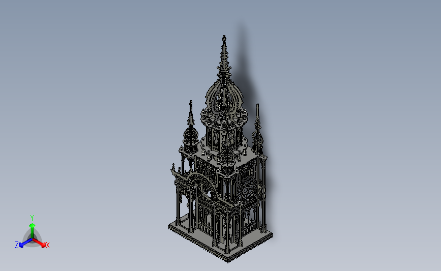 欧式城堡钟塔教堂3d钣金艺术品