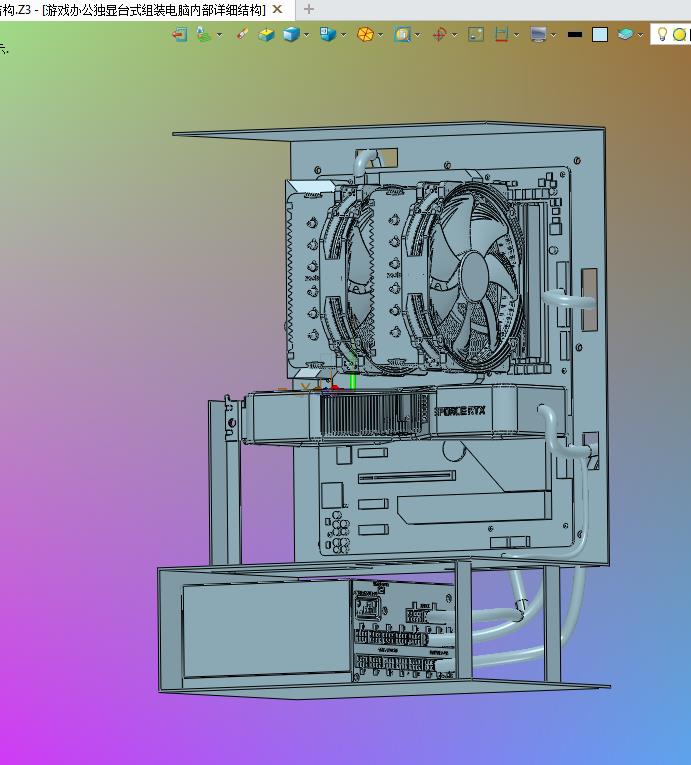 游戏办公独显台式组装电脑内部详细结构