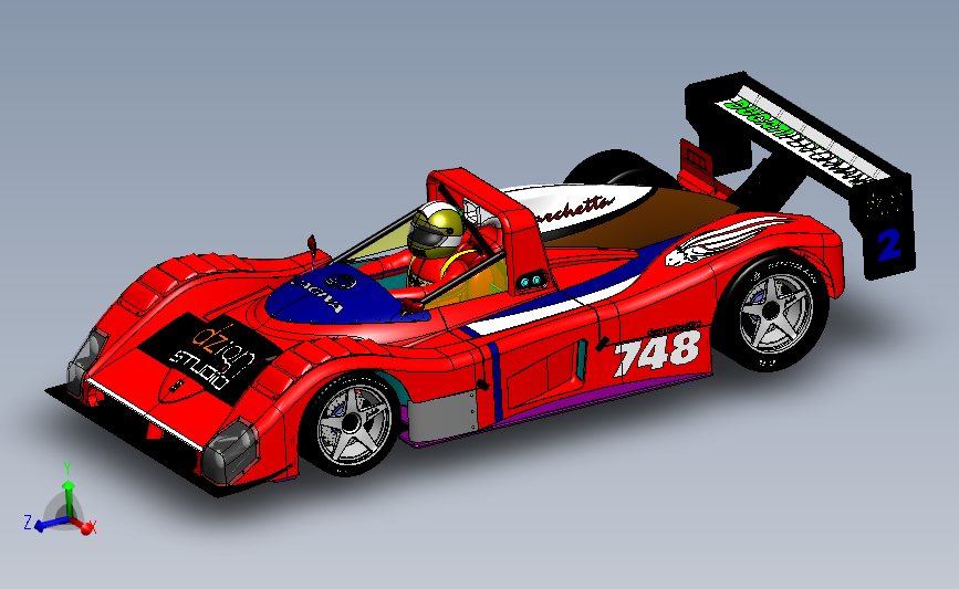 经典法拉利赛车3D模型图纸 Solidworks设计 主视图