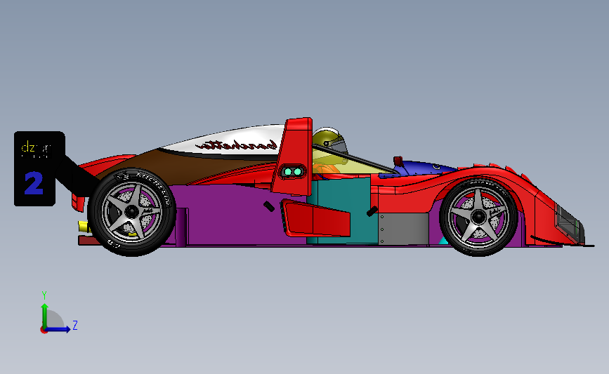经典法拉利赛车3D模型图纸 Solidworks设计 左侧视图