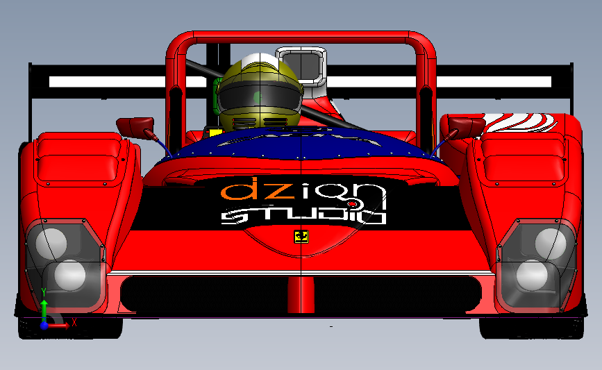经典法拉利赛车3D模型图纸 Solidworks设计 正面视图