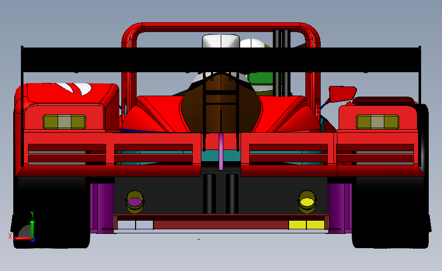经典法拉利赛车3D模型图纸 Solidworks设计 背面视图