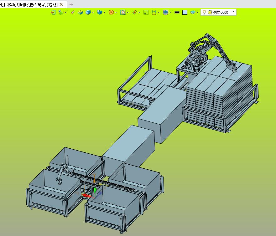 七轴移动式协作机器人码垛打包线
