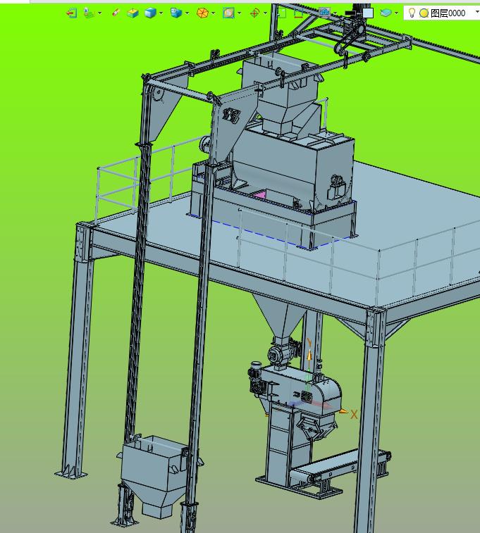 砂浆泥斗式提升混合称重装包线