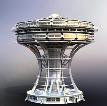 空中飞碟餐厅科幻造型