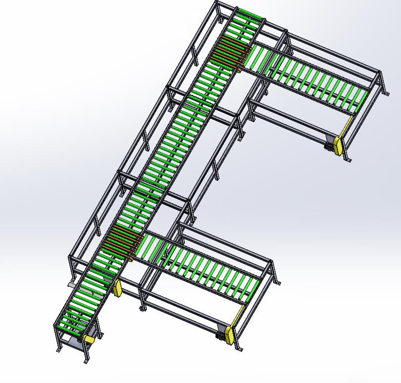 带横移移栽分流的滚筒线 Solidworks 2020 模型图纸下载 懒石网