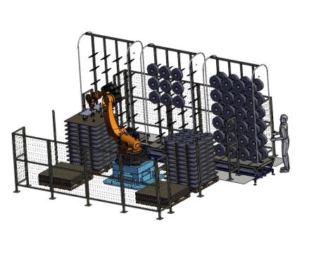 卷装卷纸产品机器人码垛堆垛站