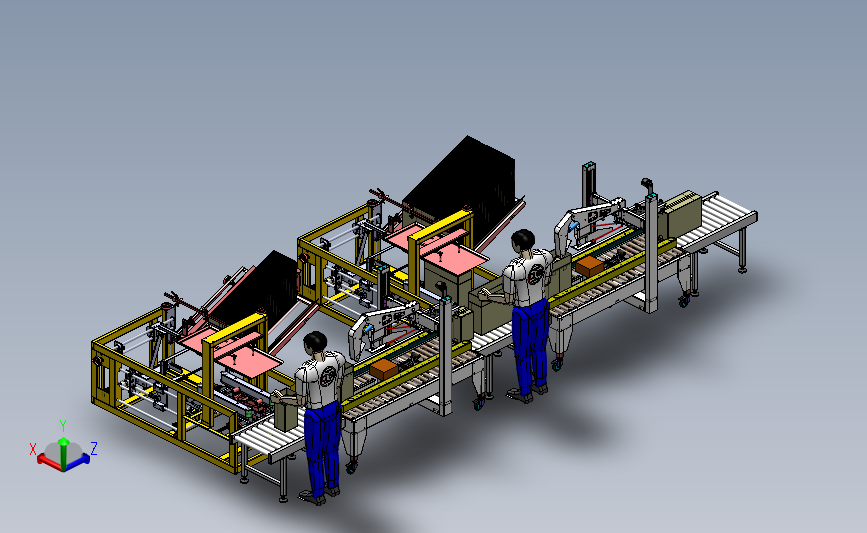 开箱封箱线体3D数模图纸 Solidworks设计 附x_t 主视图