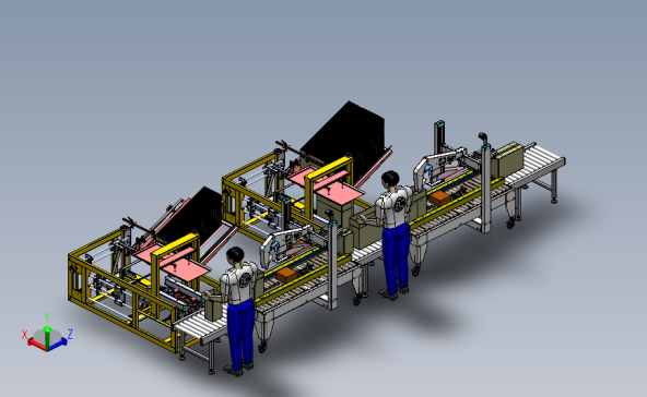 开箱封箱线体3D数模图纸 Solidworks设计 附x_t