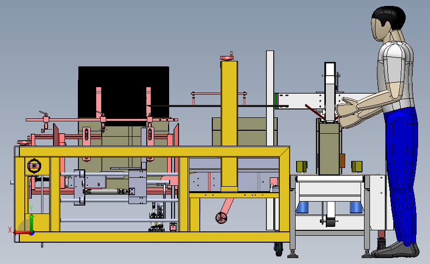 开箱封箱线体3D数模图纸 Solidworks设计 附x_t 背面视图