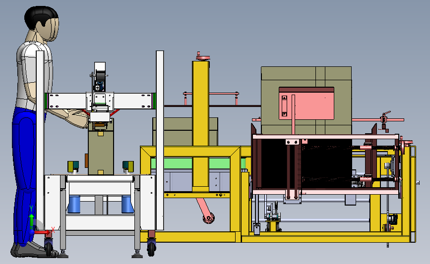 开箱封箱线体3D数模图纸 Solidworks设计 附x_t 正面视图