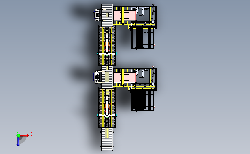 开箱封箱线体3D数模图纸 Solidworks设计 附x_t 俯视图
