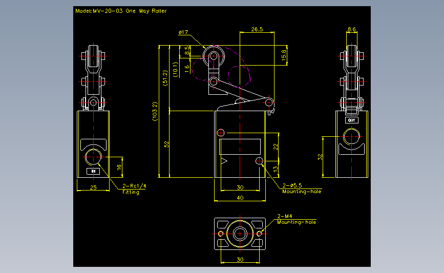 气立可CHELIC气动元件2D-MV-20-03_AutoCAD 2000_模型图纸下载 – 懒石网