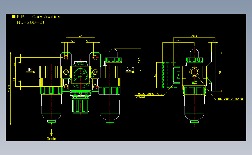 气立可CHELIC气动元件2D-NC-200-01_AutoCAD 2000_模型图纸下载 – 懒石网
