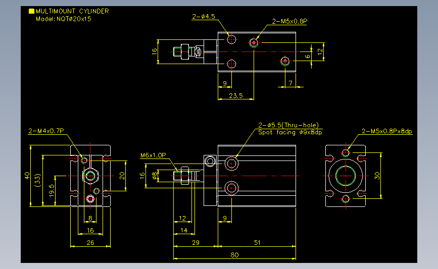 气立可CHELIC气动元件2D-NQT20x15_AutoCAD 2000_模型图纸下载 – 懒石网
