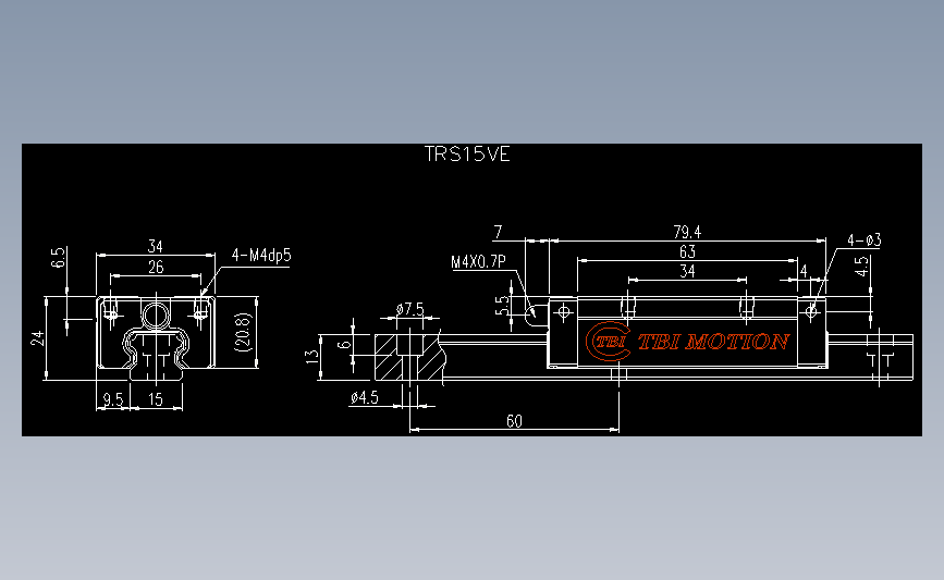 直线导轨TRS15VE.dwg