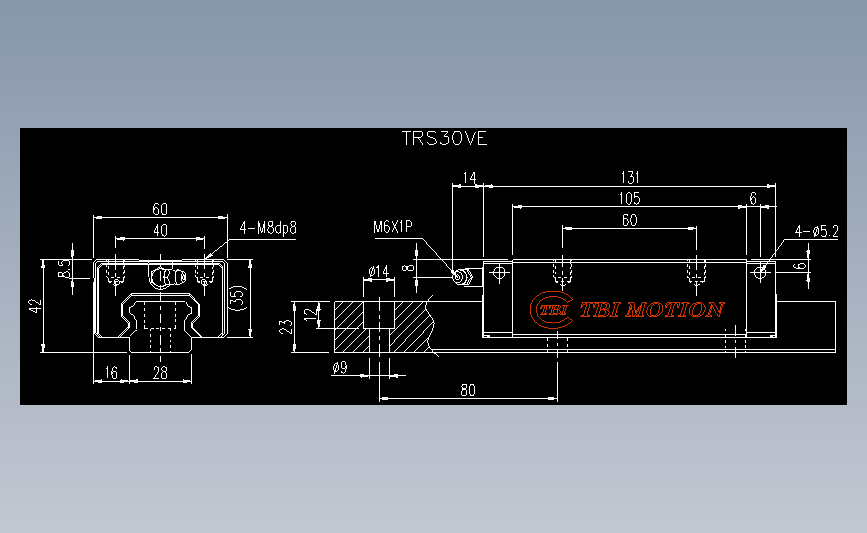直线导轨TRS30VE.dwg