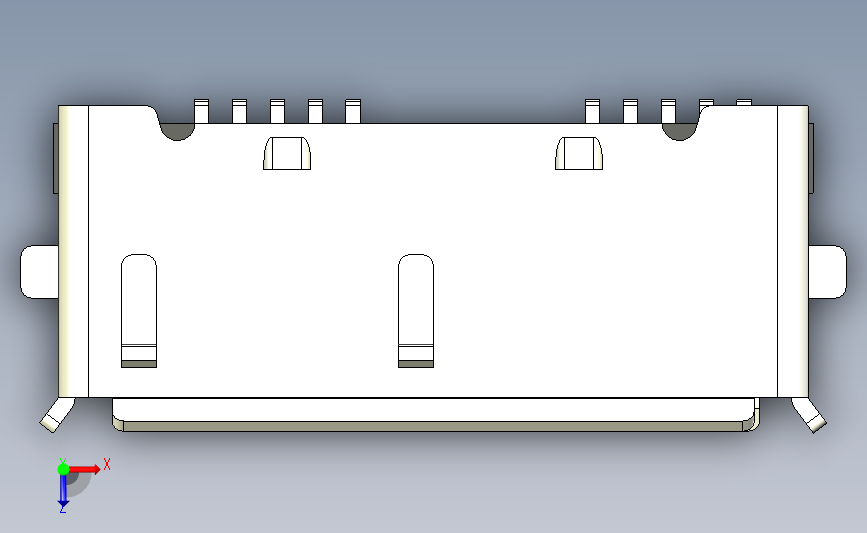 USB-TYPE-AB(母座侧面) 俯视图
