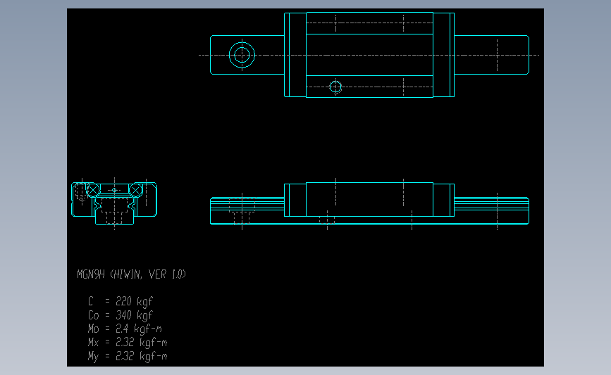 上银导轨丝杆MGN9H.DWG