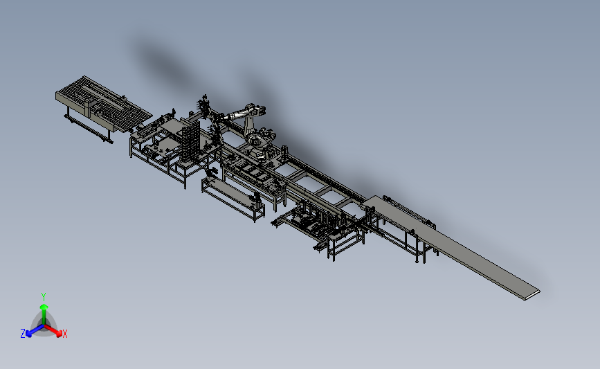 机器人操作的自动化生产线3D模型图纸 STEP格式