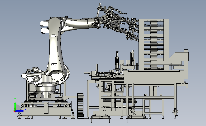 机器人操作的自动化生产线3D模型图纸 STEP格式