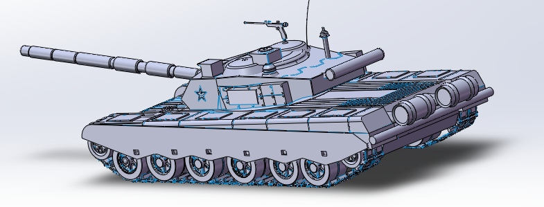 99式坦克1比1三维建模图纸 SOLIDWORKS设计