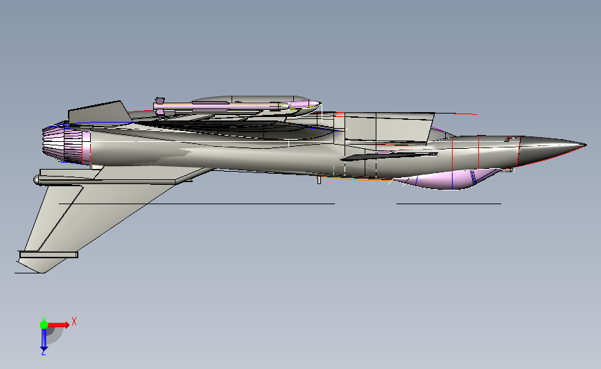 J10B 歼10B战斗机轮廓线模型3D图纸 CATIA设计 附STP 俯视图