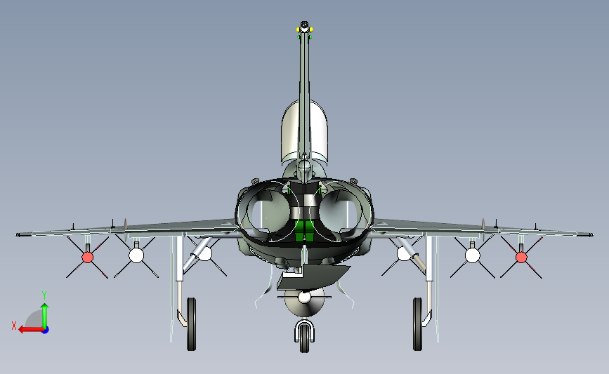 Shenyang J-8 II 歼-8Ⅱ歼击机外观玩具模型3D图纸 x_t格式 背面视图